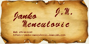 Janko Menčulović vizit kartica
